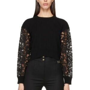 Adam Lippes Black sweater with lace detail, Large